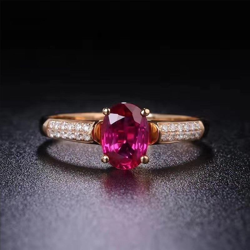 Wholesale Red Zircon Copper with Diamonds Copper Rings
